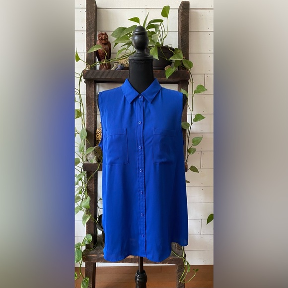 Apt 9: Elegant Royal Blue Button Down Shirt - Picture 3 of 17